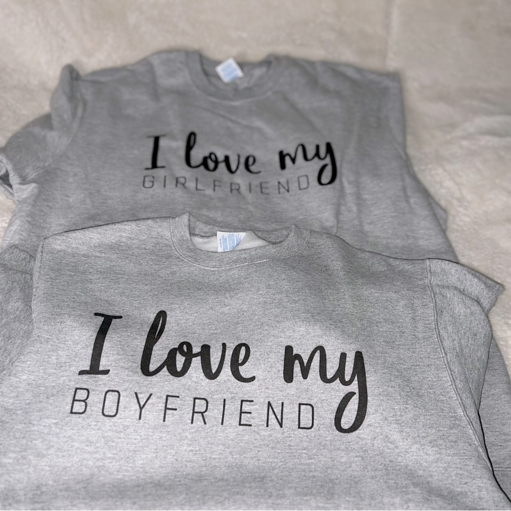 Couple matching sweatshirts